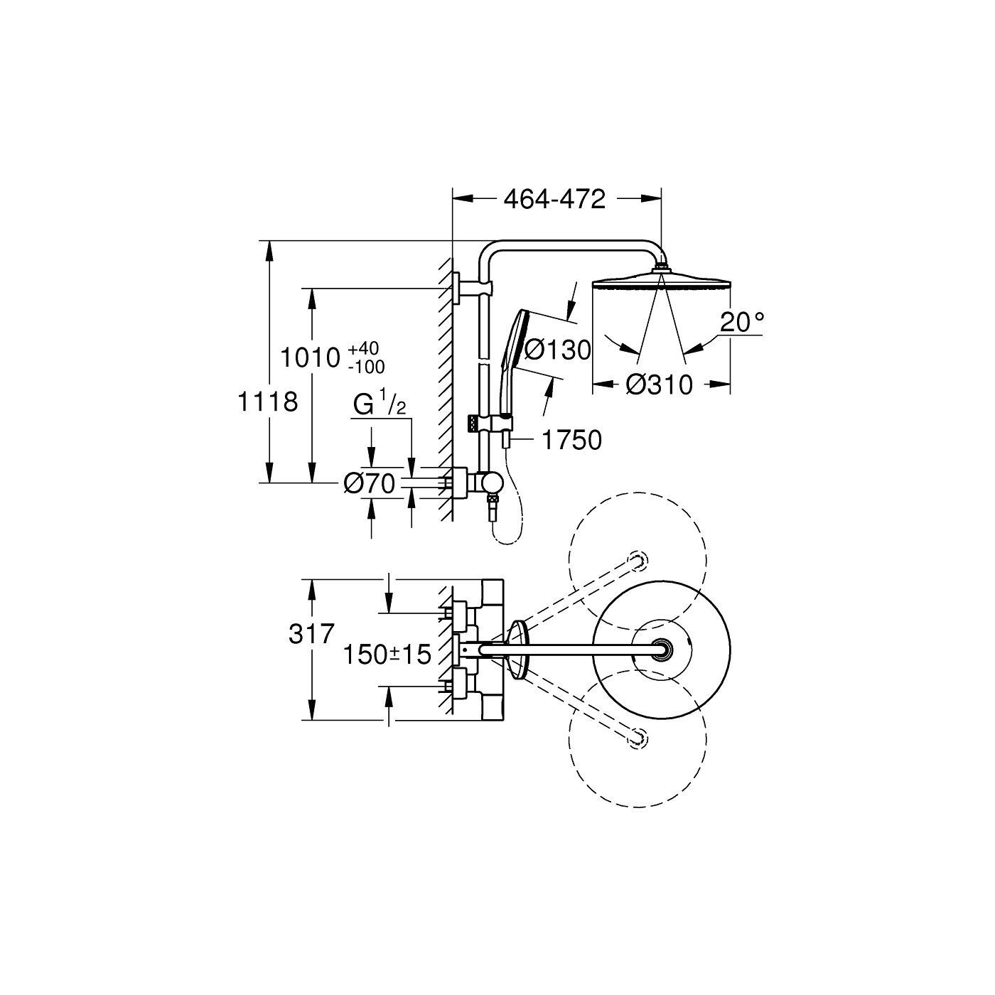 System Prysznicowy Z Termostatem Rainshower SmartActive 26647LS0 Grohe