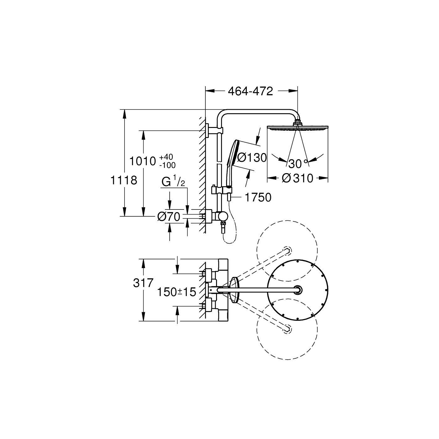 System Prysznicowy Z Termostatem Rainshower SmartActive 27968001 Grohe