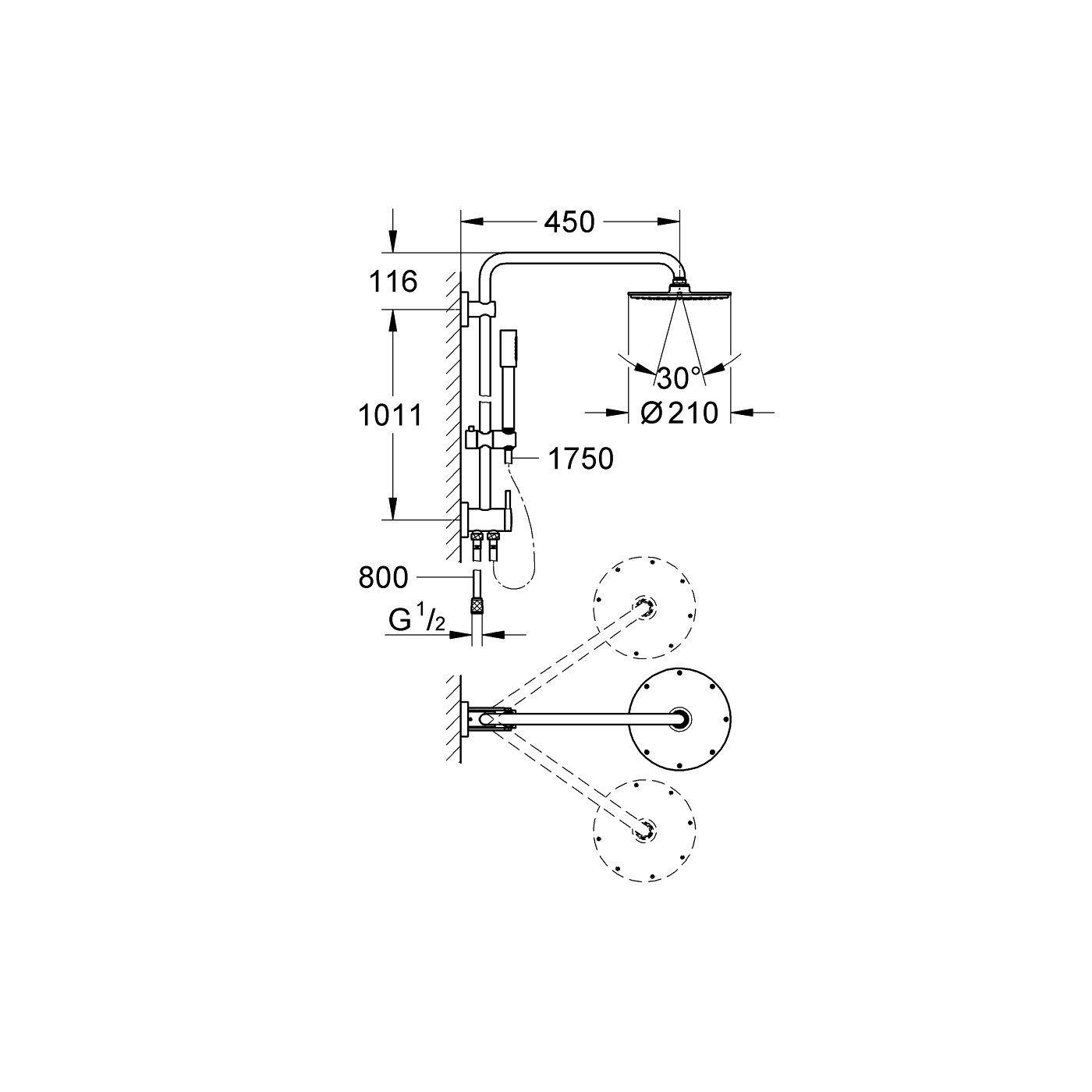 System Prysznicowy Z Przełącznikiem Rainshower System 27058000 Grohe