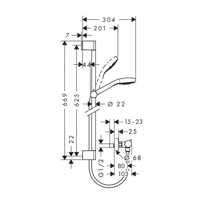 Zestaw Prysznicowy Croma Select S Vario 0,65m 26562400 Hansgrohe