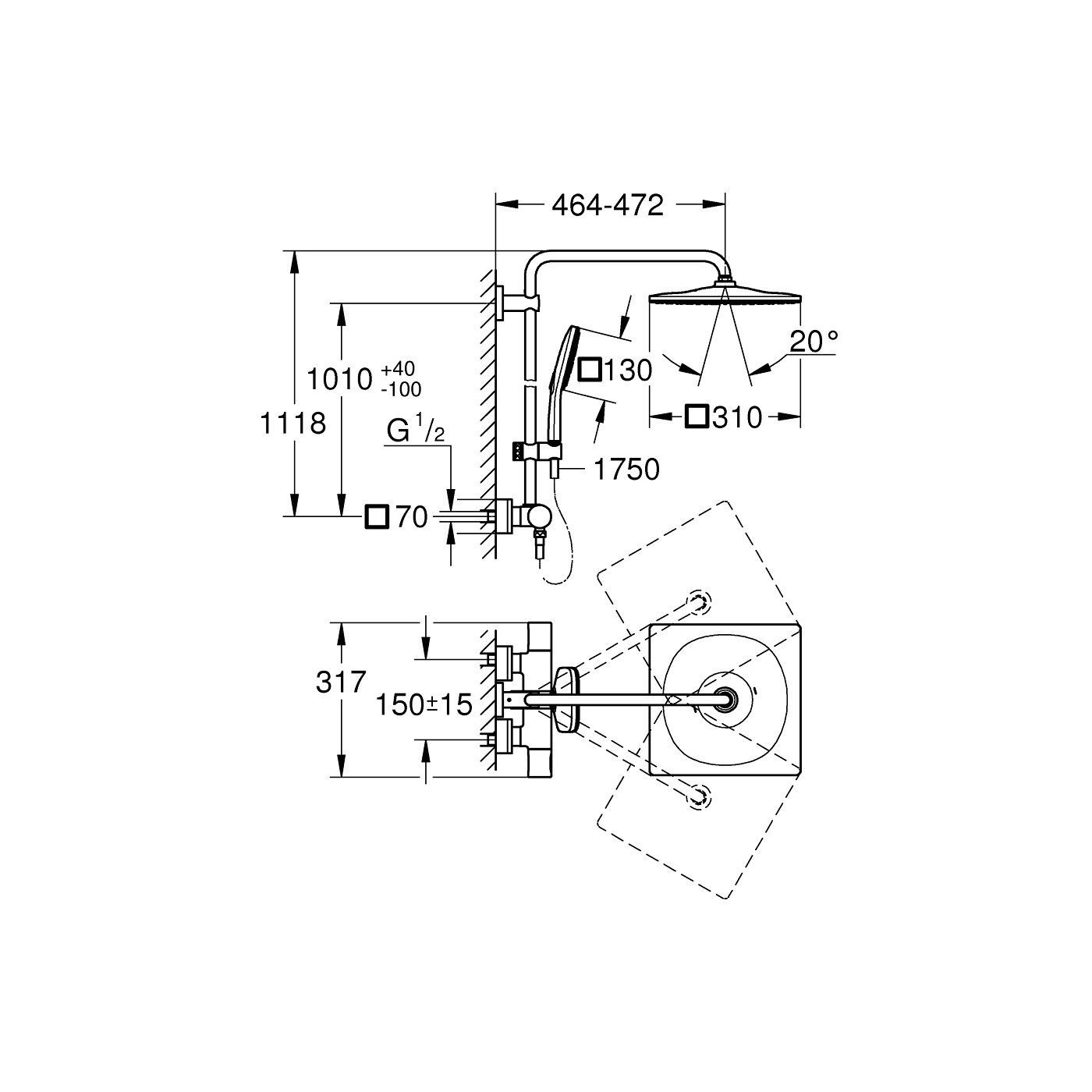 System Prysznicowy Z Termostatem Rainshower SmartActive 26837AL0 Grohe