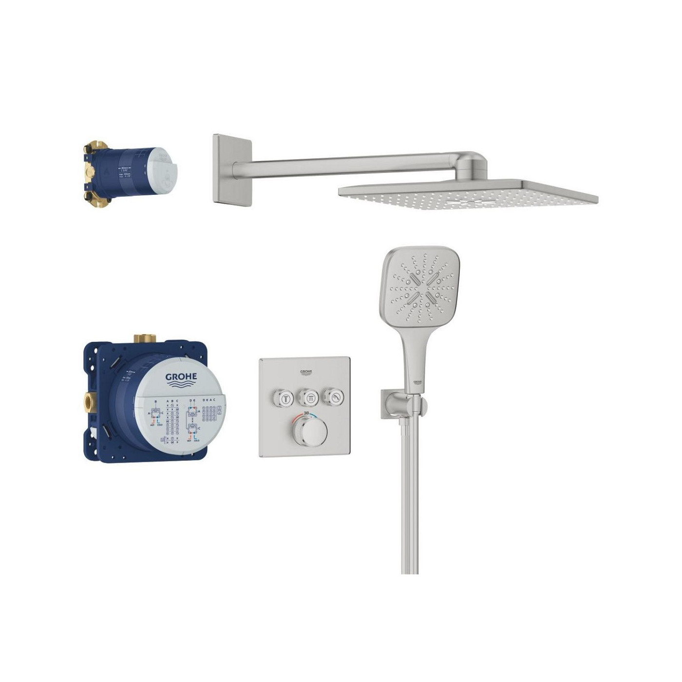 Zestaw Prysznicowy Z Deszczownicą Rainshower Smartactive 310 Cube Grohtherm SmartControl 34864DC0 Grohe