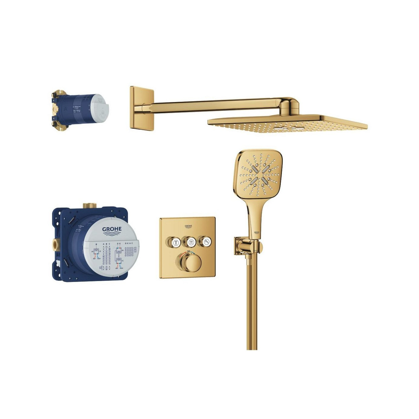 Zestaw Prysznicowy Z Deszczownicą Rainshower Smartactive 310 Cube Grohtherm SmartControl 34864GL0 Grohe