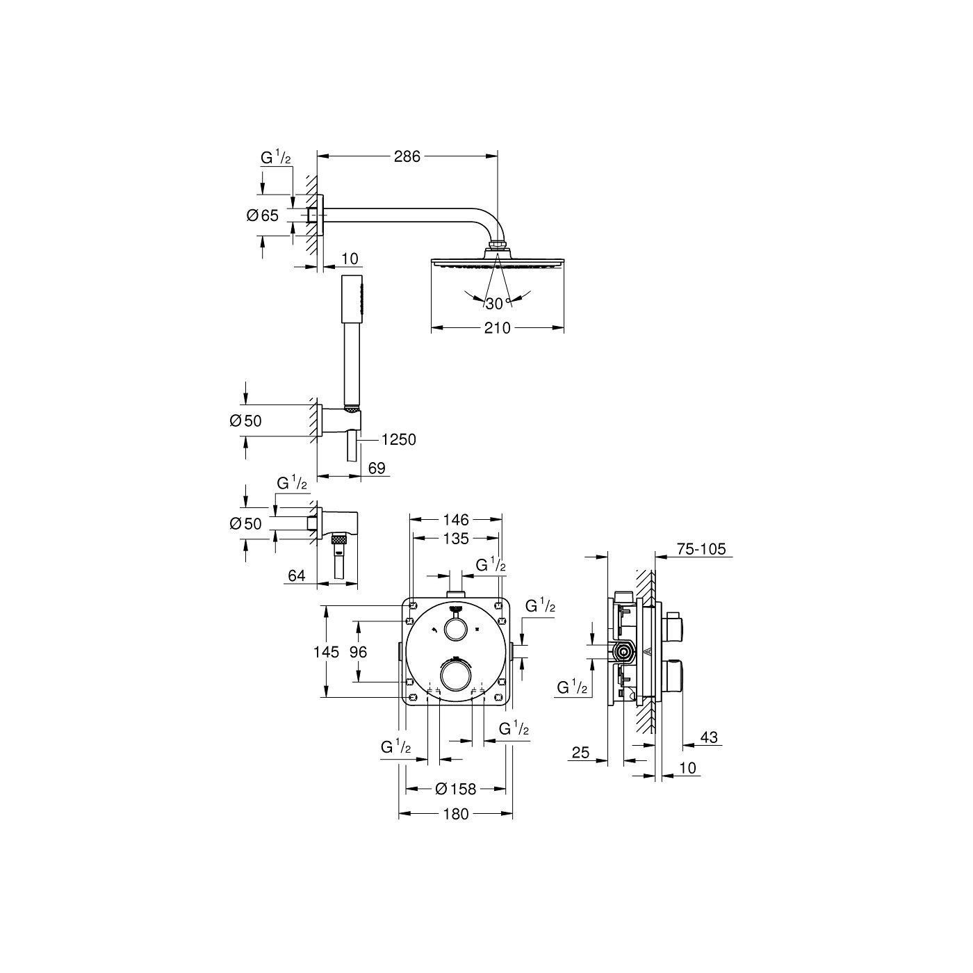 Zestaw Prysznicowy Z Deszczownicą Rainshower Cosmopolitan 210 Grohtherm 34732000 Grohe