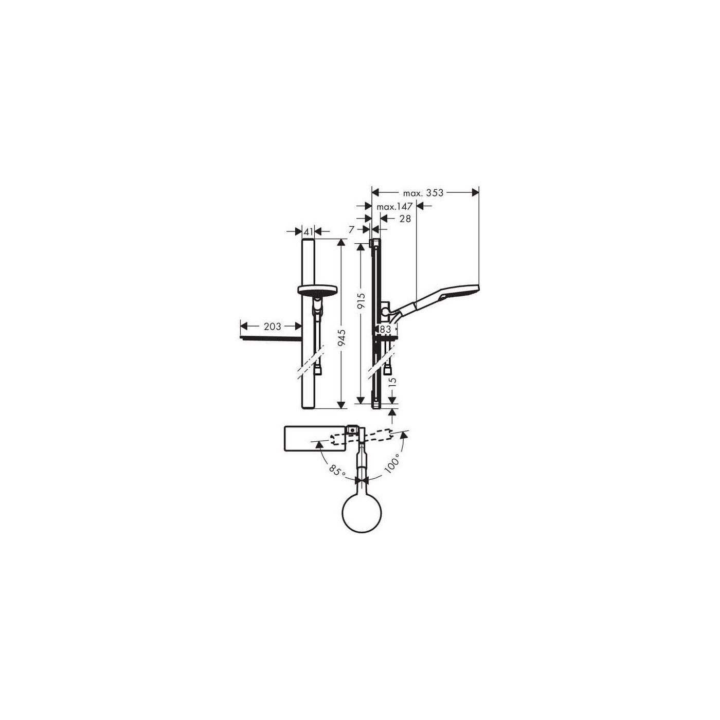 Zestaw Prysznicowy Raindance Select S 120 Szklany 27648000 Hansgrohe