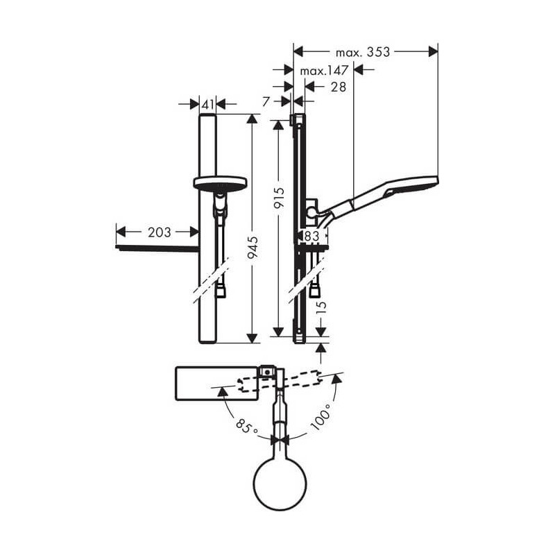 Zestaw Prysznicowy Raindance Select S 120 Szklany 27648000 Hansgrohe