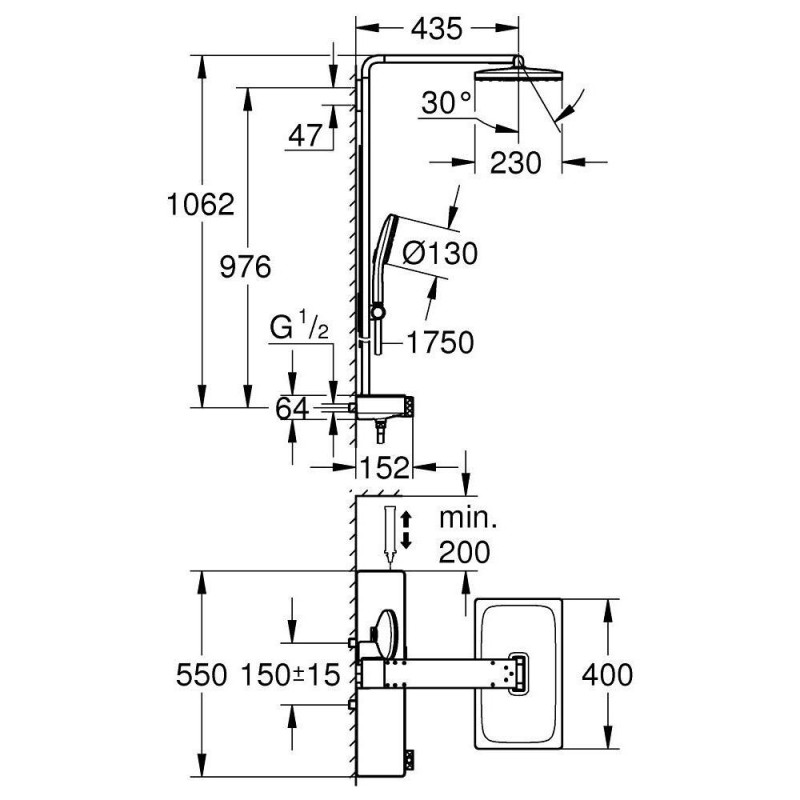 System Prysznicowy Z Termostatem Rainshower Aqua Pure 100961KI00 Grohe