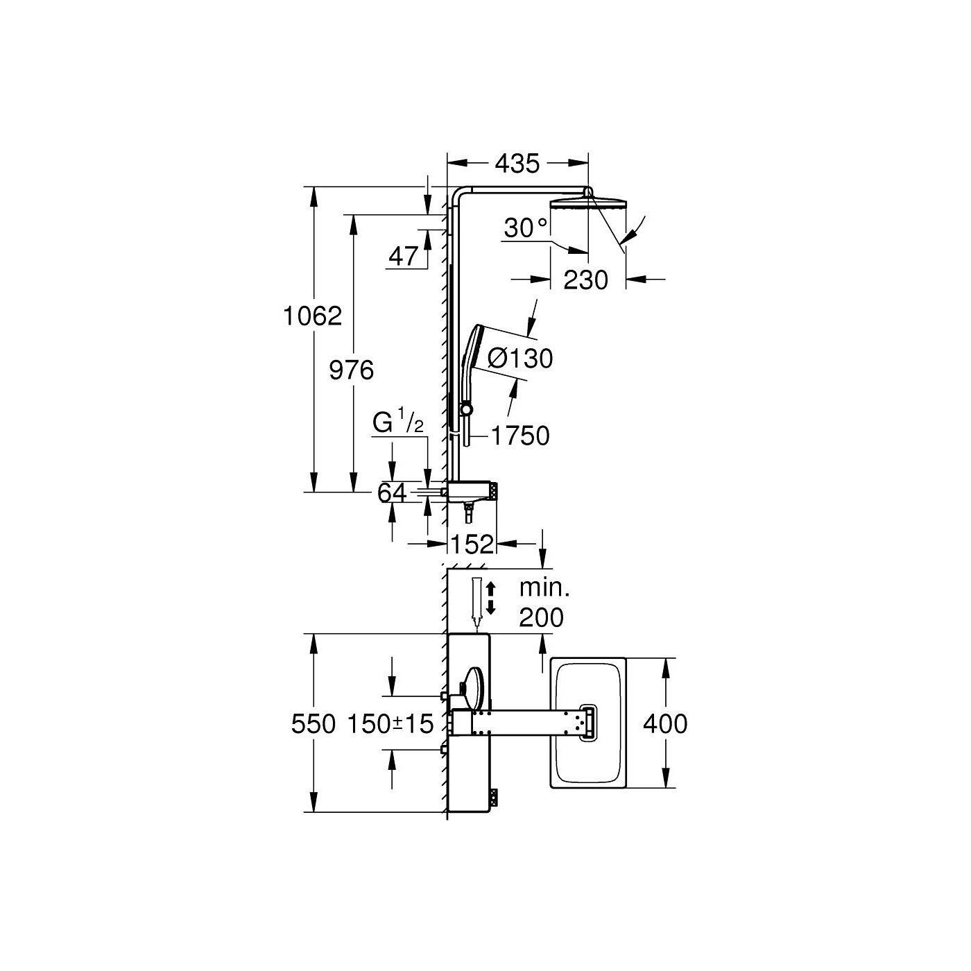 System Prysznicowy Z Termostatem Rainshower Aqua Pure 100962KI00 Grohe