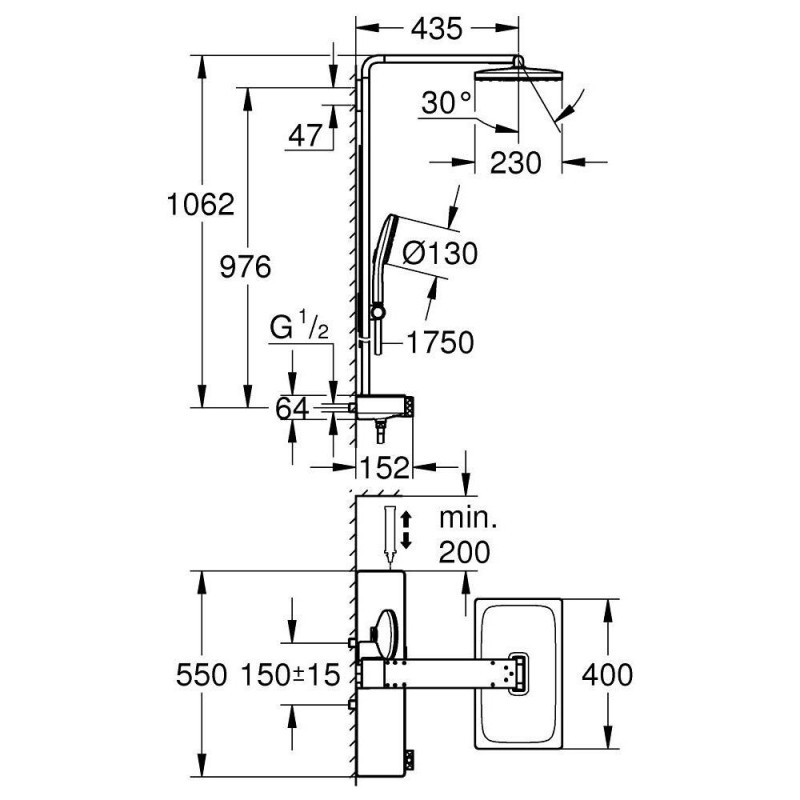 System Prysznicowy Z Termostatem Rainshower Aqua Pure 100962KI00 Grohe