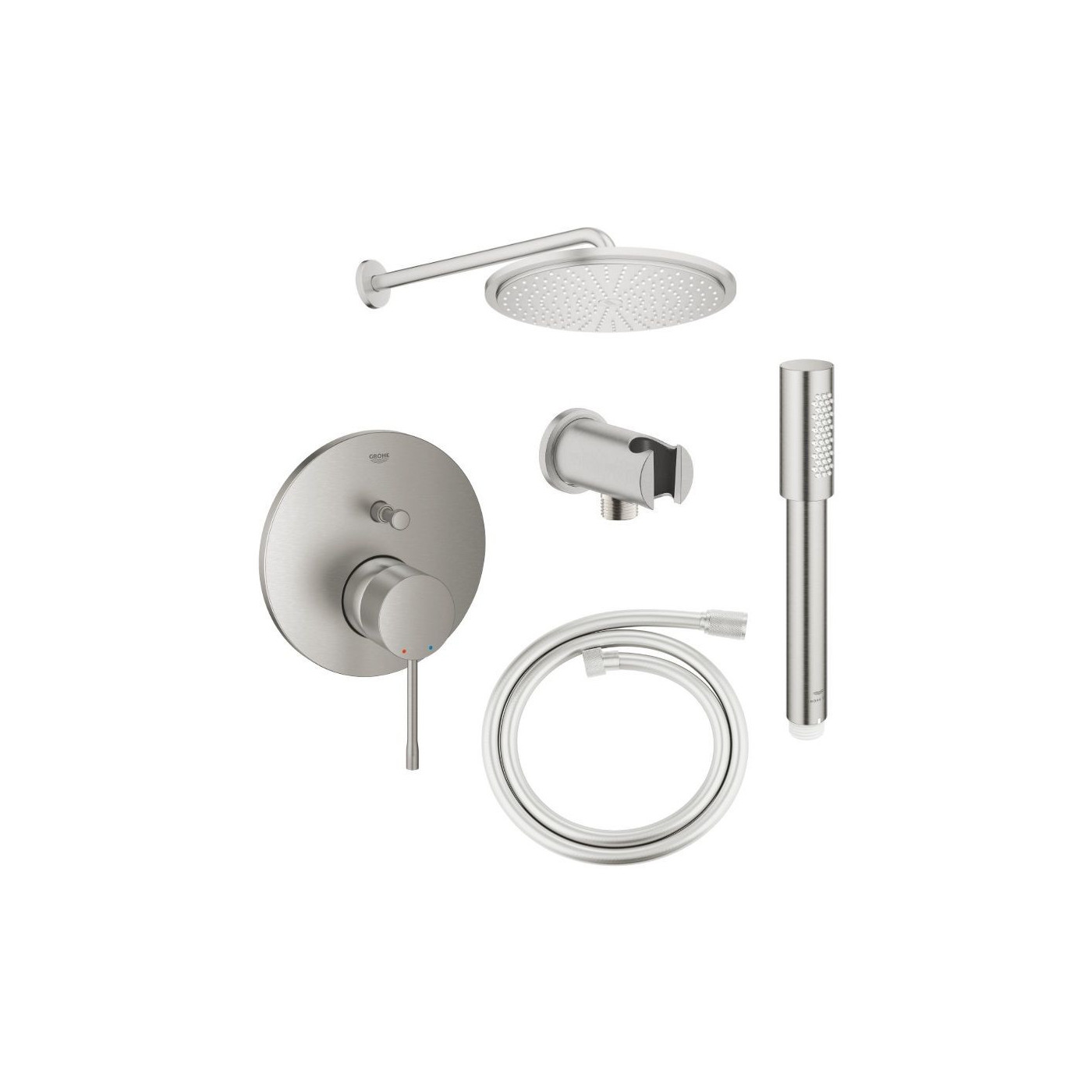 Zestaw Prysznicowy Essence Stal Szczotkowana 24167DC1+26066DC0+26658DC0+28362DC1+26866DC0 Grohe