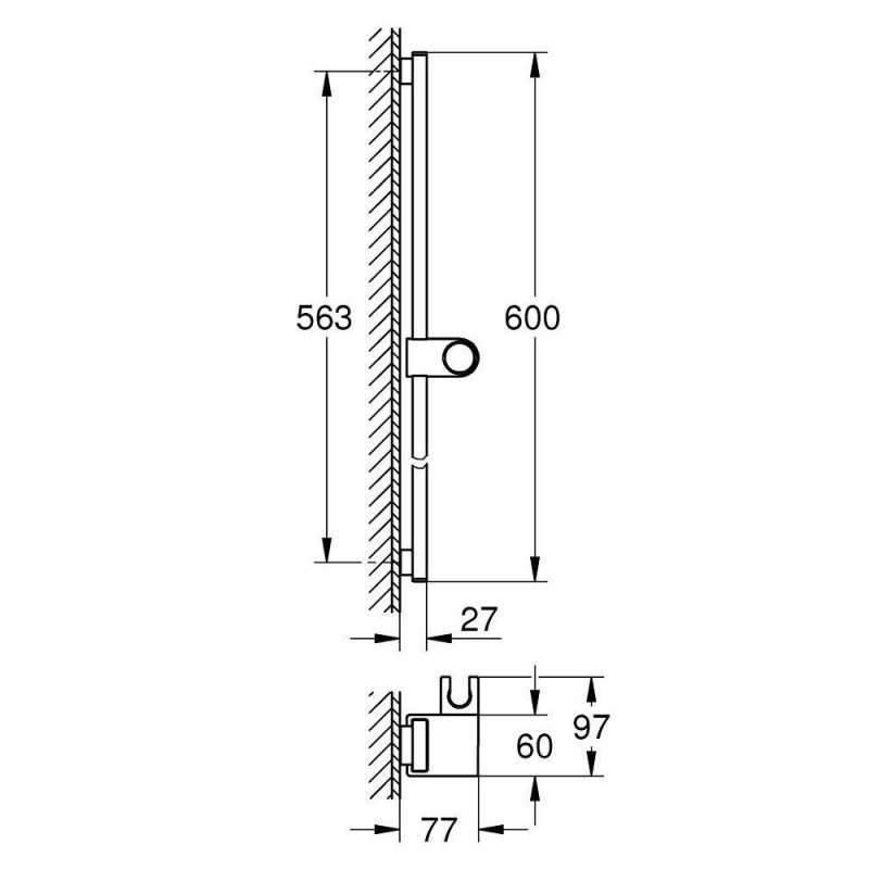 Drążek Prysznicowy 600 mm Rainshower Brushed Cool Sunrise 101673GN00 Grohe