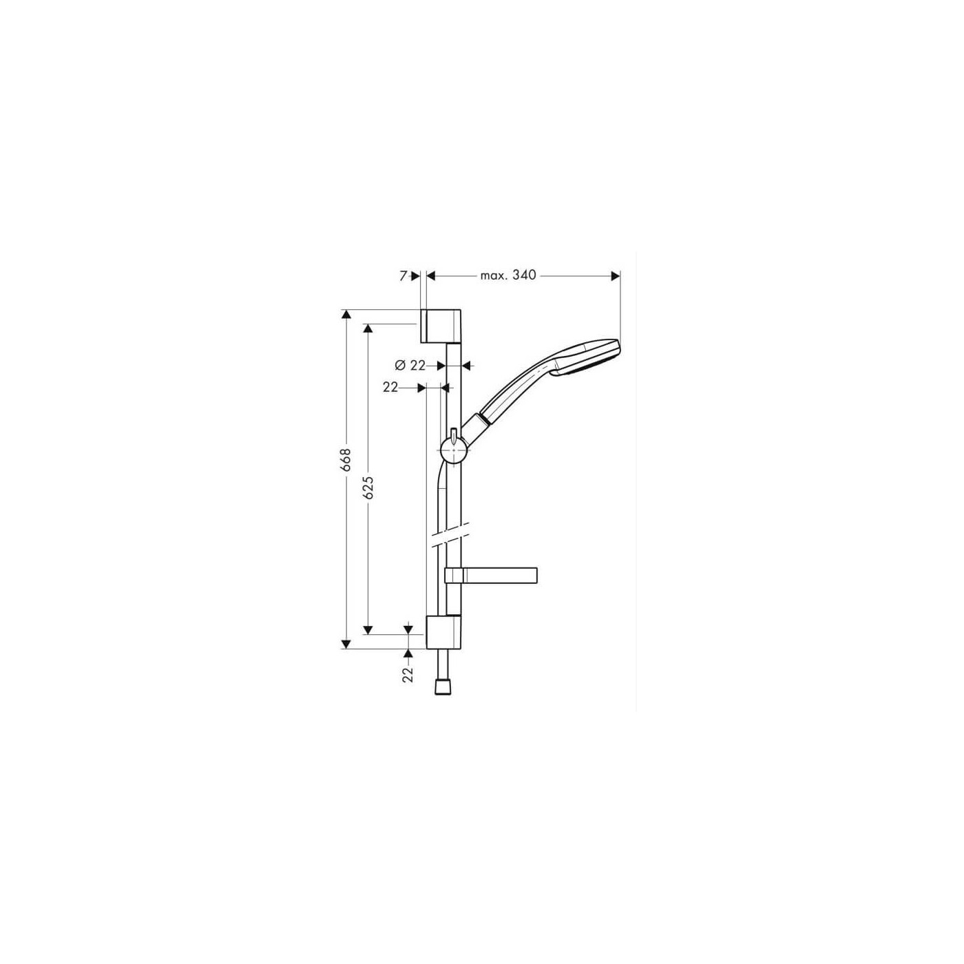Zestaw Prysznicowy Z Drążkiem 65 cm I Mydelniczką Croma 100 Vario EcoSmart Chrom 27776000 Hansgrohe