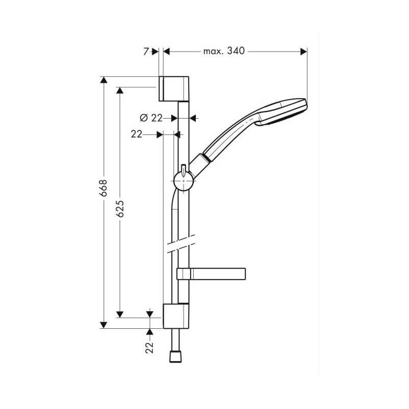Zestaw Prysznicowy Z Drążkiem 65 cm I Mydelniczką Croma 100 Vario EcoSmart Chrom 27776000 Hansgrohe