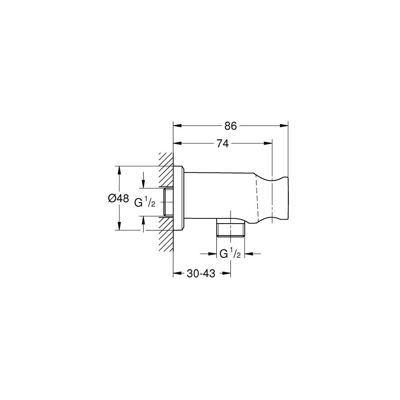 Kolanko Przyłączeniowe Z Uchwytem Prysznicowym Rainshower Chrom 26658000 Grohe
