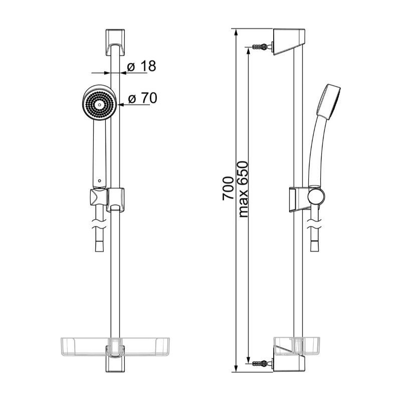 Zestaw Natryskowy Apollo Chrom 520 Oras