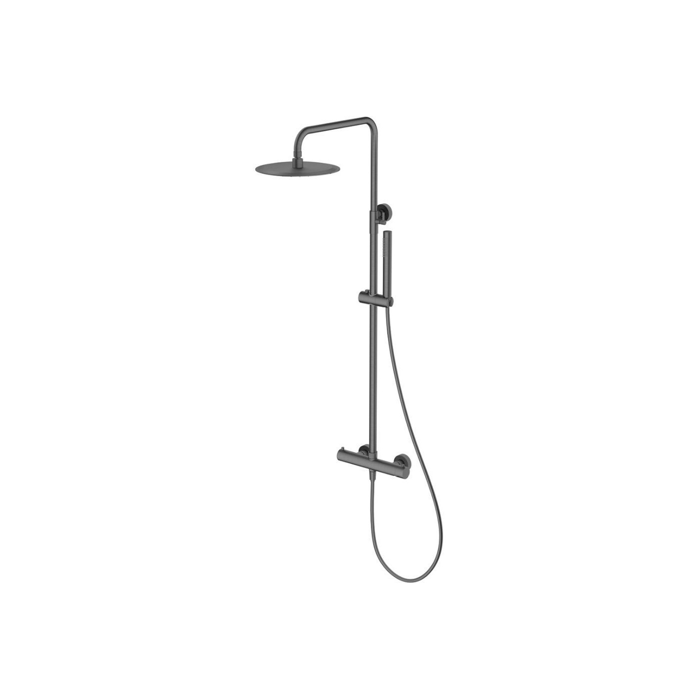 Kolumna Natryskowa Termostatyczna 2-Funkcyjna Z Zestawem Natryskowym I Deszczownicą 250 mm Fly Gun Metal 0401202BN Emporia