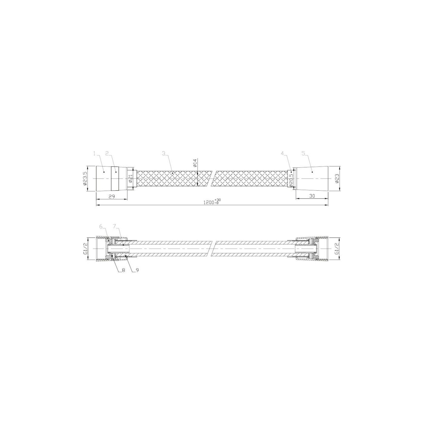 Wąż Prysznicowy 1200 mm PVC Gun Metal 040110BN Emporia