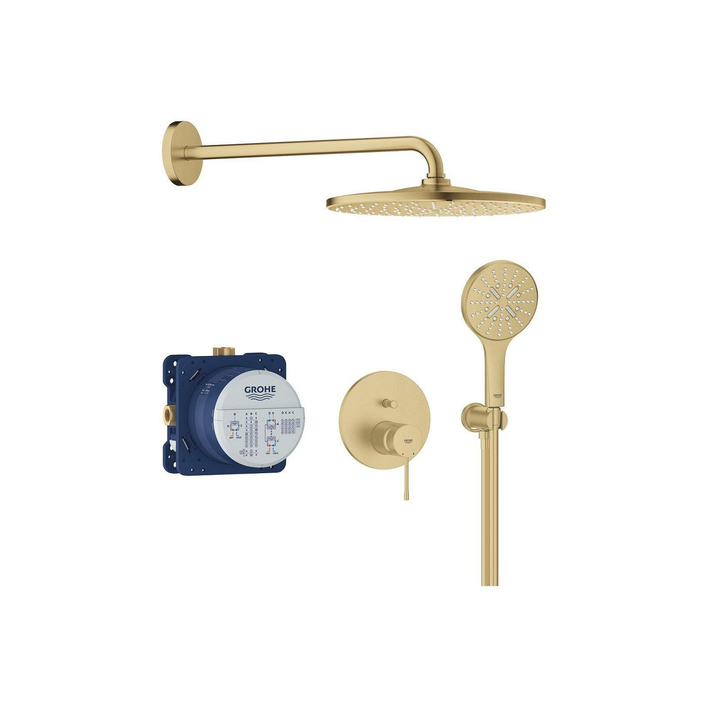 Zestaw Prysznicowy Podtynkowy Z Deszczownicą Rainshower Mono 310 Essence Brushed Cool Sunrise 25287GN0 Grohe