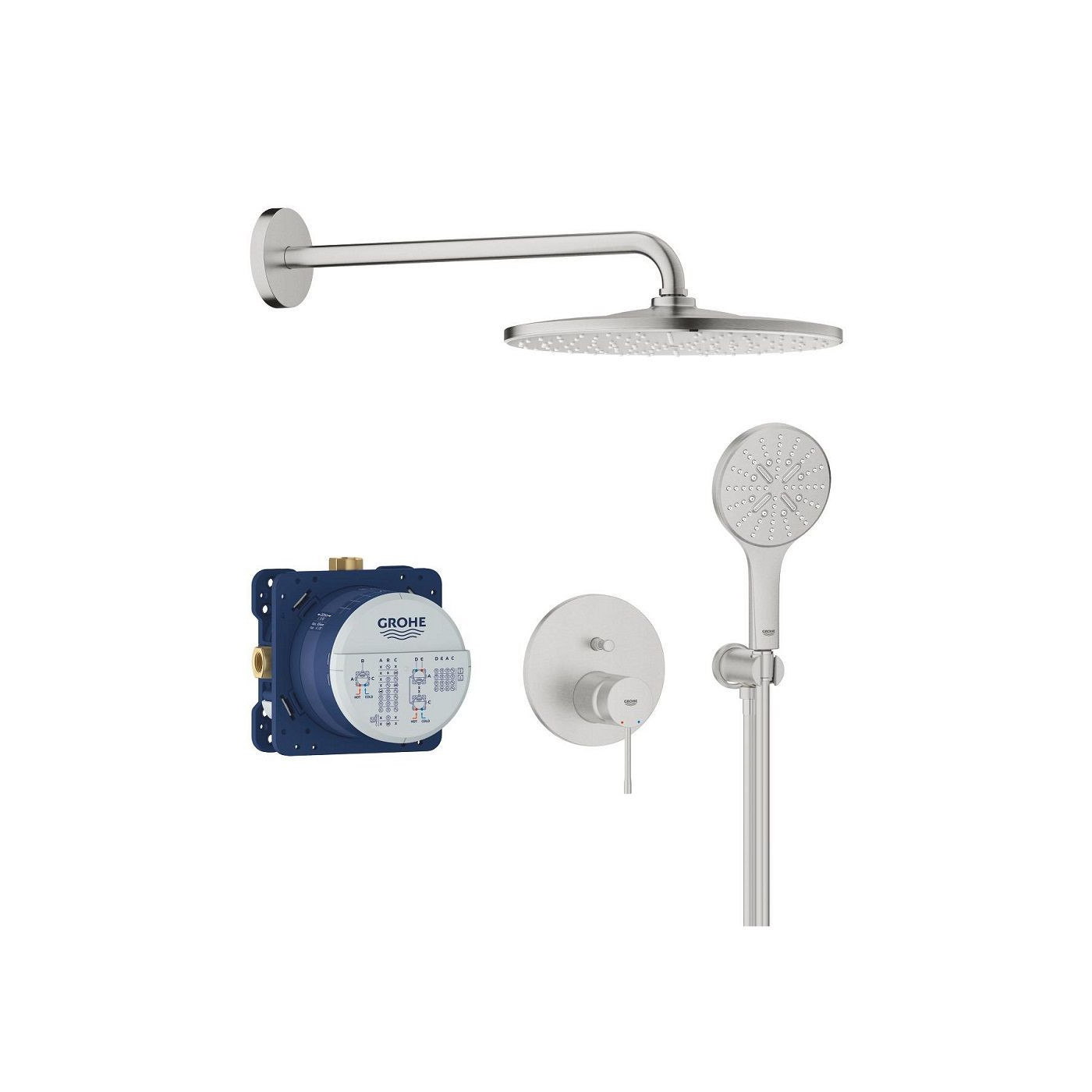 Zestaw Prysznicowy Podtynkowy Z Deszczownicą Rainshower Mono 310 Essence Stal Nierdzewna 25287DC0 Grohe
