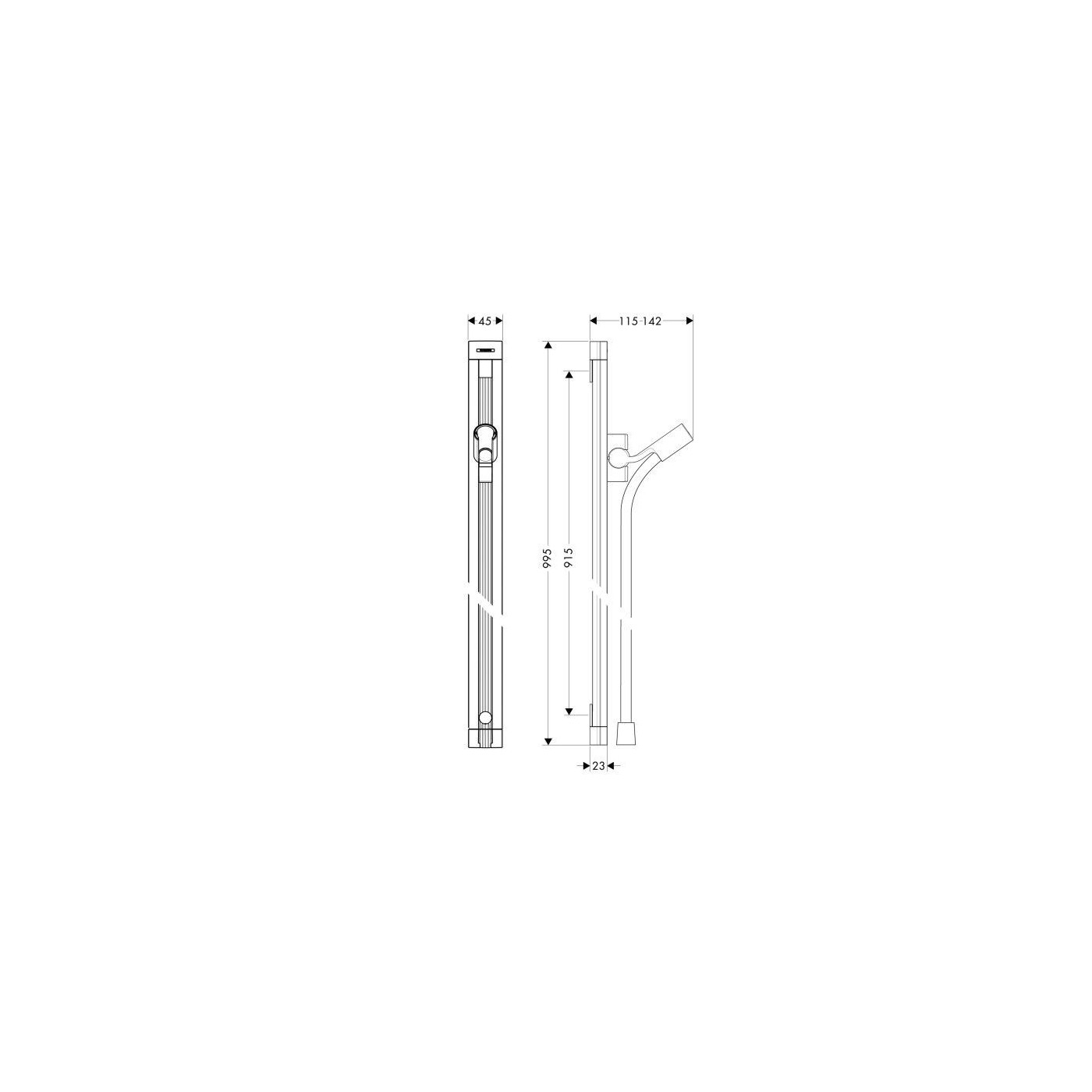 Drążek Prysznicowy Raindance Unica 90 cm Z Wężem Isiflex 160 cm 27636000 Hansgrohe