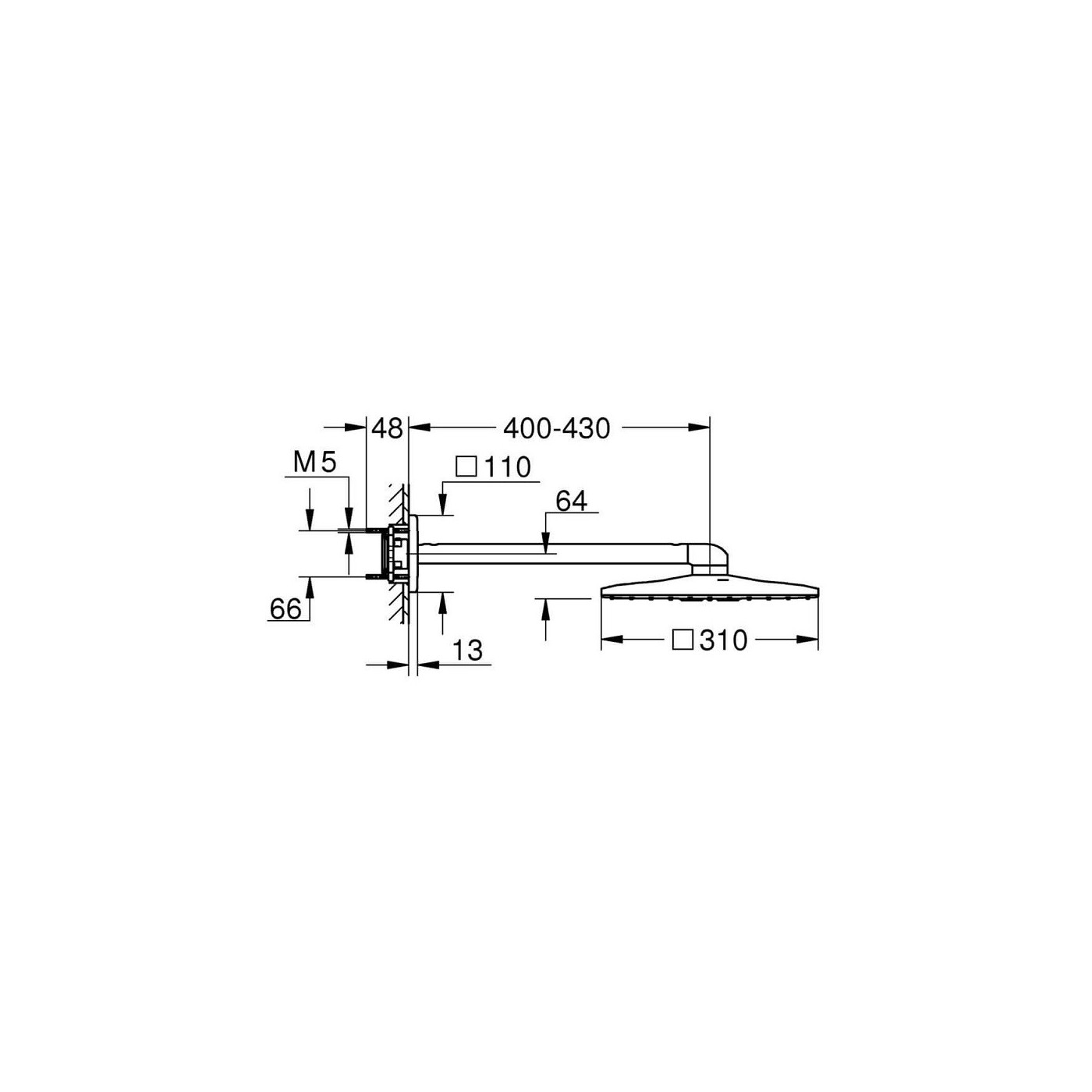 Deszczownica Z Ramieniem 430 mm 2 Strumienie Rainshower SmartActive 310 Cube 26479000 Grohe