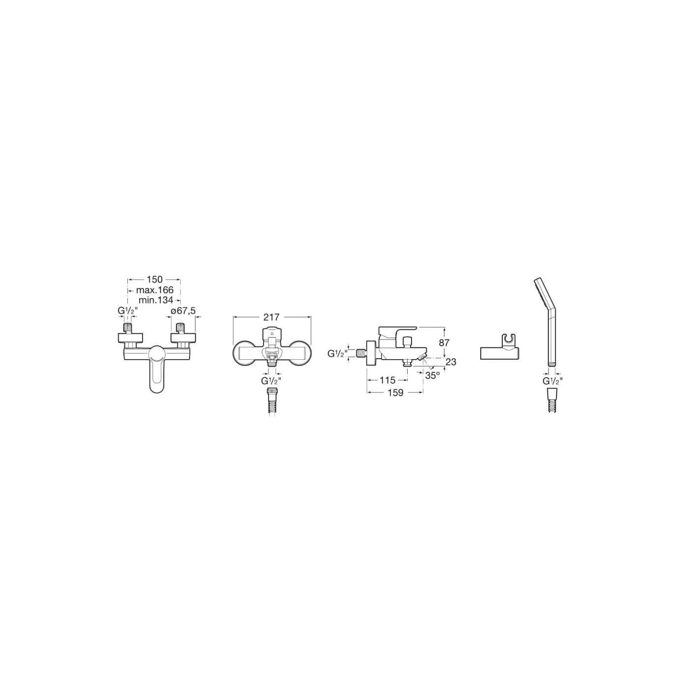 Bateria Wannowa Ze Słuchawką L20 A5A0109C02 Roca