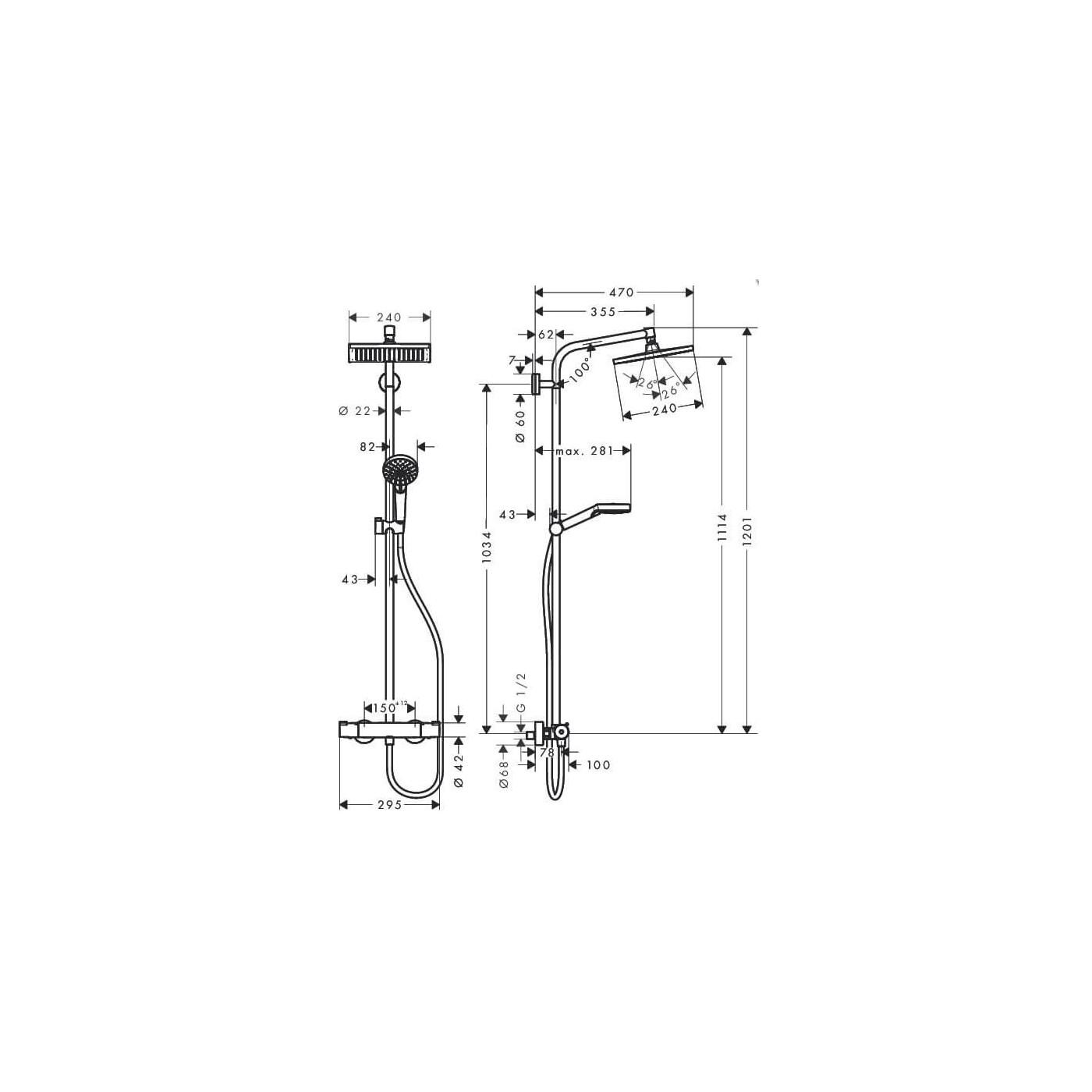 Komplet Prysznicowy Crometta E 240 1Jet Ecosmart 27281000 Hansgrohe