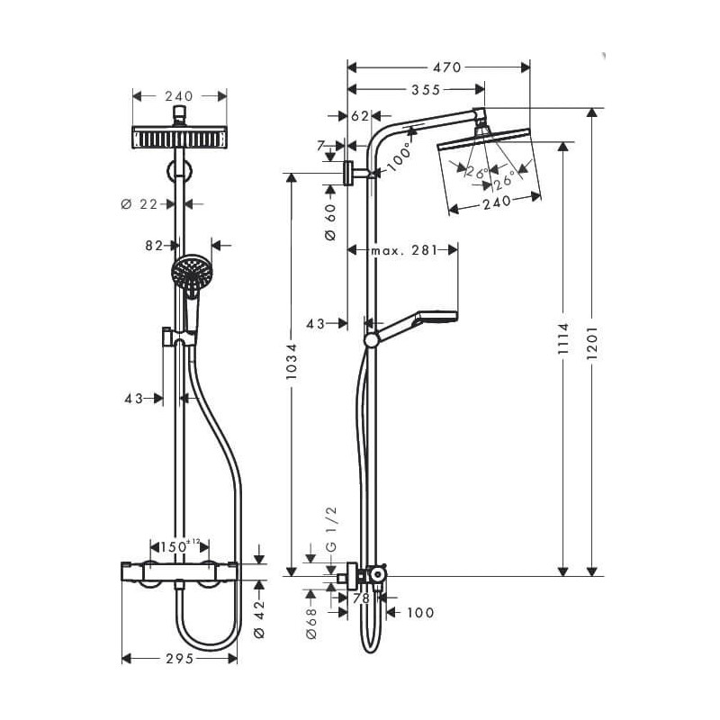 Komplet Prysznicowy Crometta E 240 1Jet Ecosmart 27281000 Hansgrohe