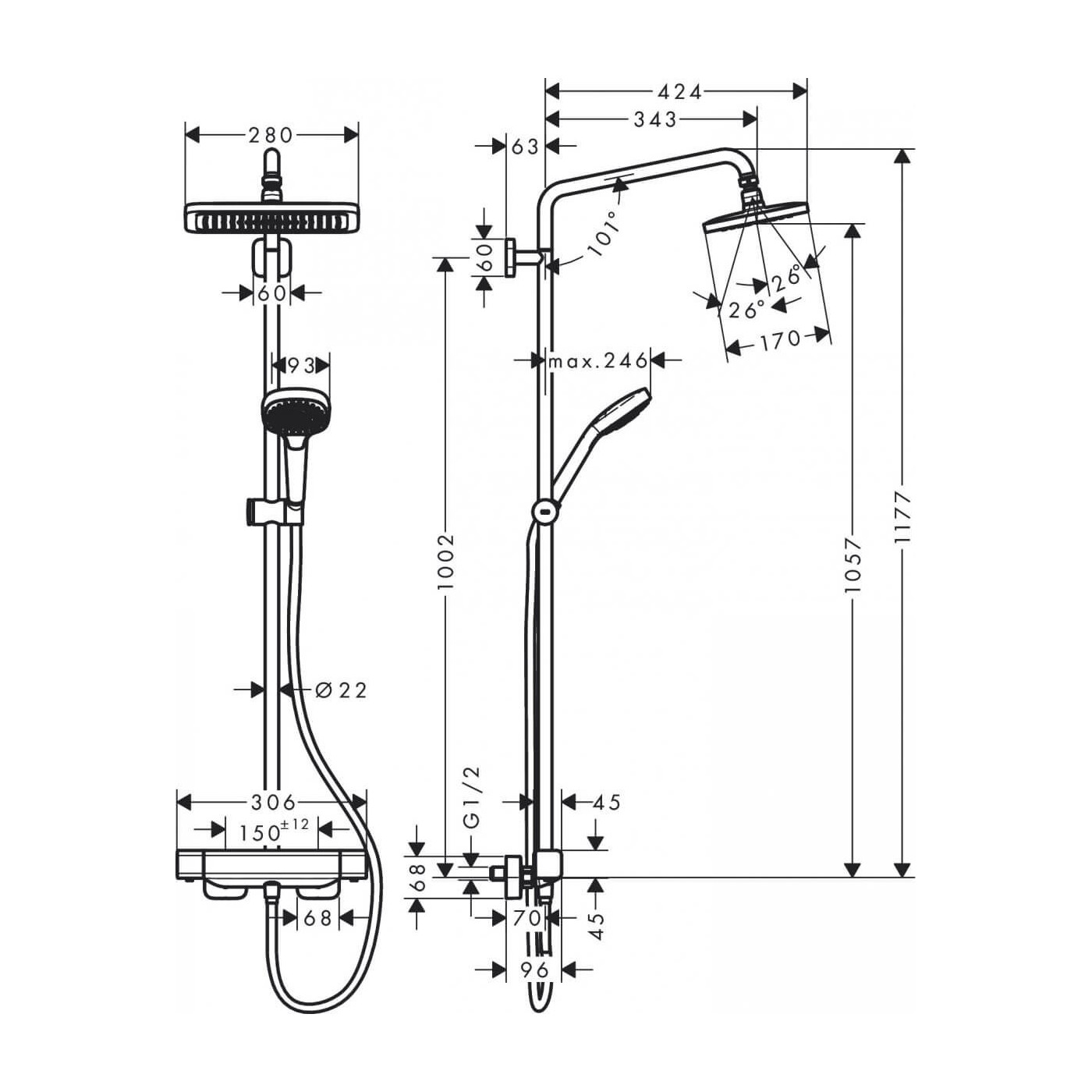Zestaw Prysznicowy Croma E 27660000 Hansgrohe