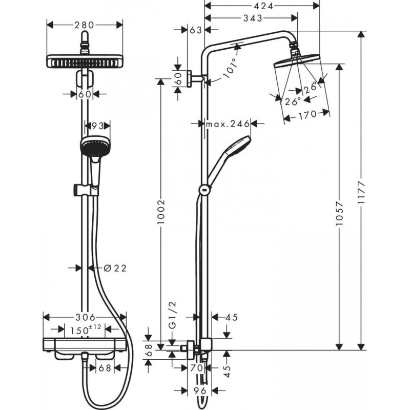 Zestaw Prysznicowy Croma E 27660000 Hansgrohe