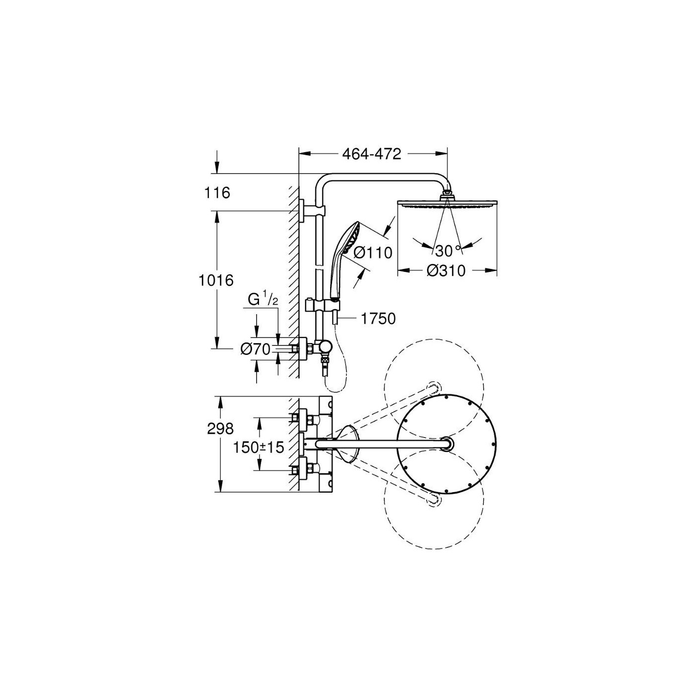 System Prysznicowy Euphoria 310 Z Termostatem 26075AL0 Grohe