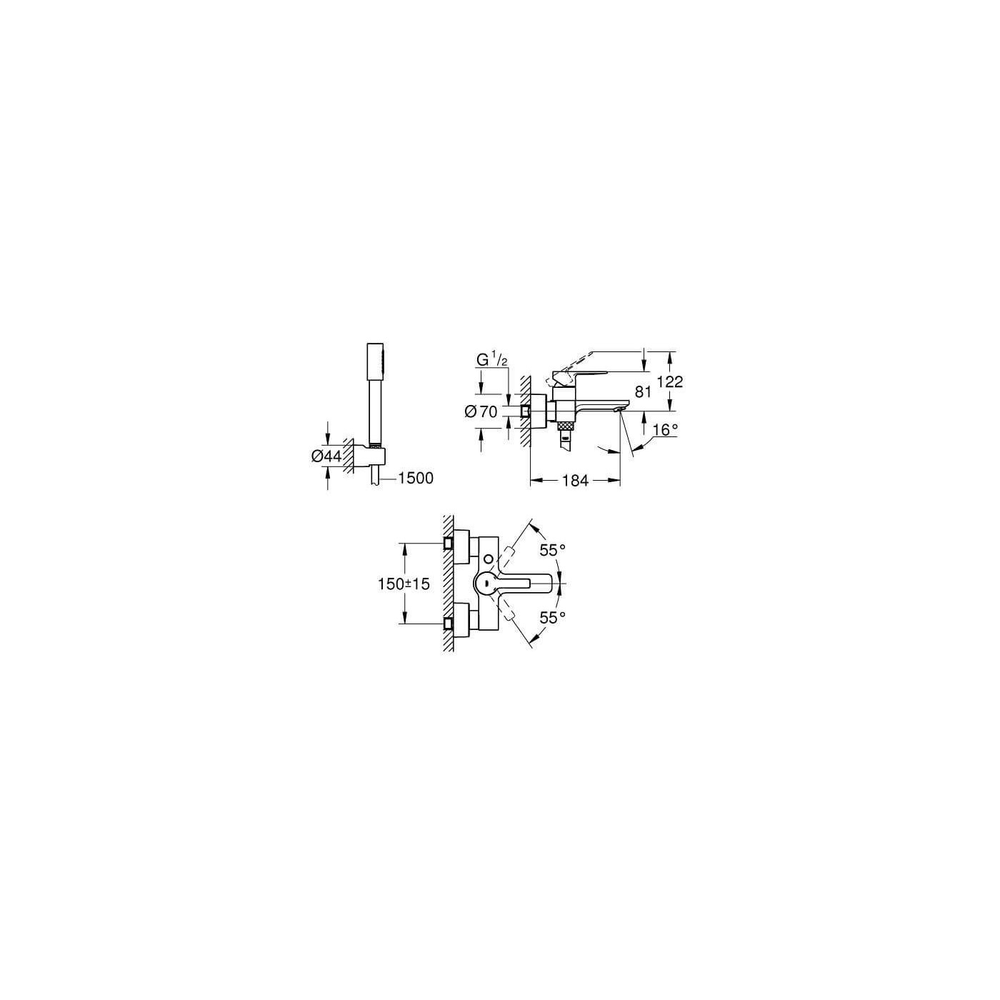 Jednouchwytowa Bateria Wannowa Z Zestawem Prysznicowym Lineare 33850001 Grohe