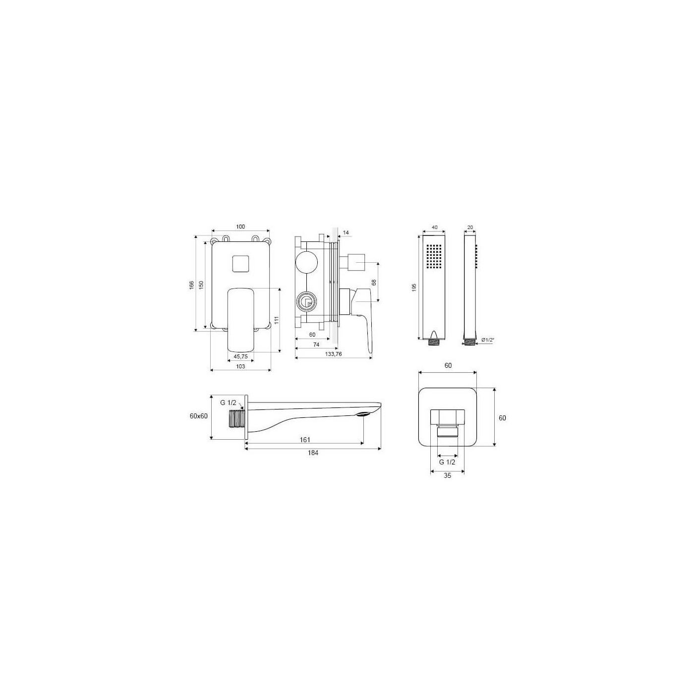 Zestaw Wannowy Keria AREX.SET.2025CR Excellent