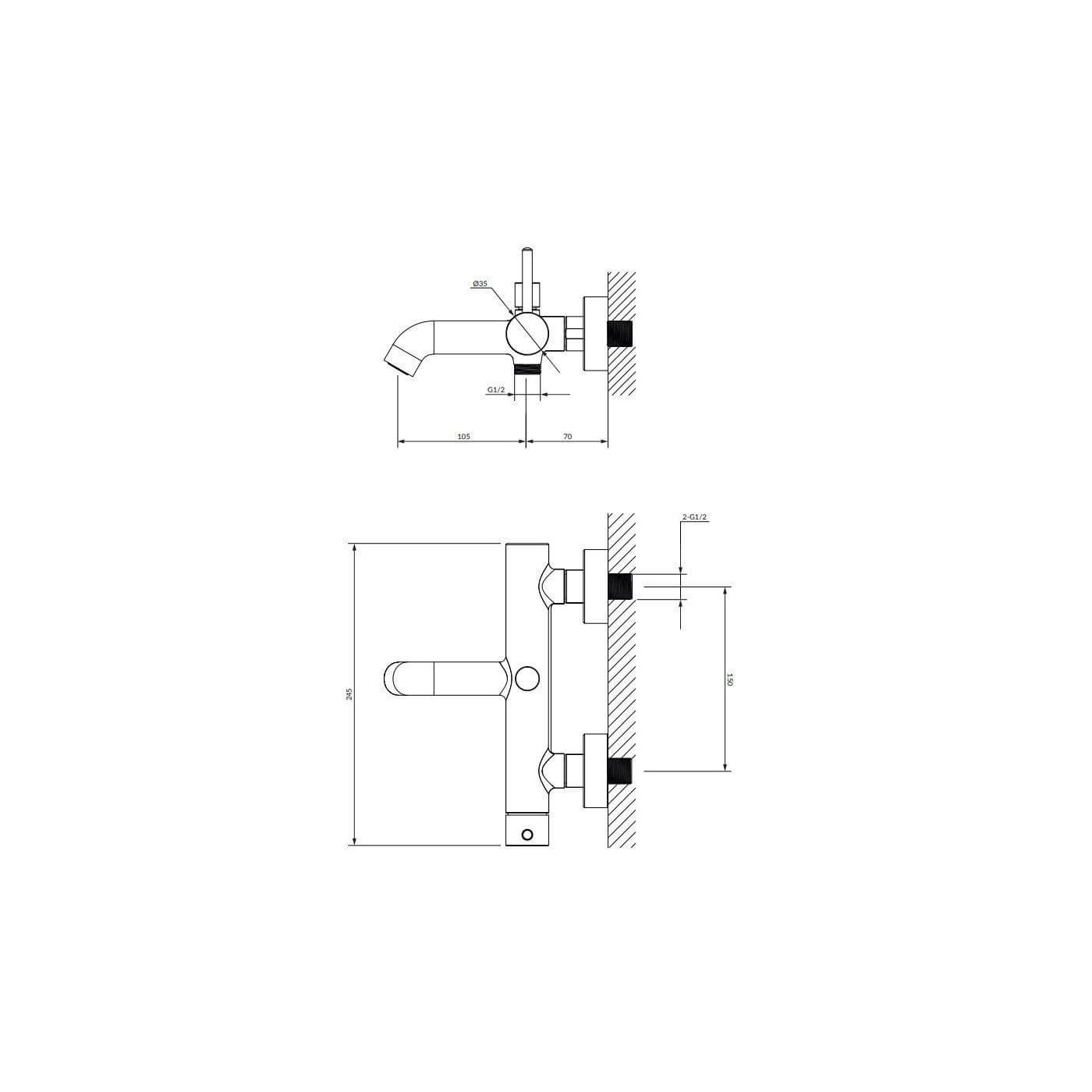 Bateria Wannowa Z Zestawem Prysznicowym Y Czarna Y1231BL Omnires