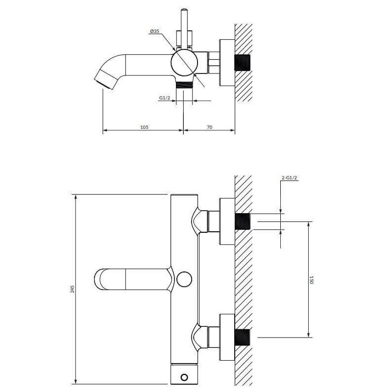 Bateria Wannowa Z Zestawem Prysznicowym Y Czarna Y1231BL Omnires