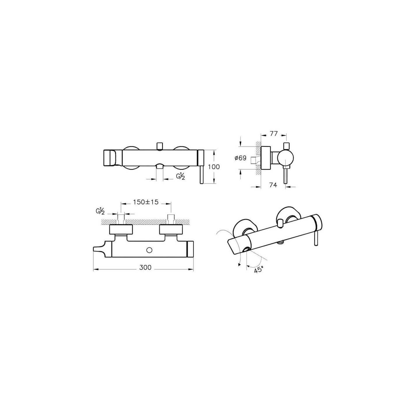 Bateria Wannowo-Prysznicowa Origin A42619 Vitra