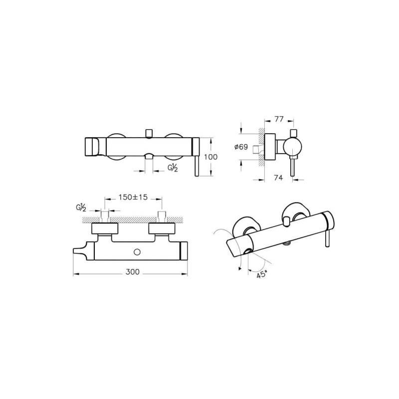 Bateria Wannowo-Prysznicowa Origin A42619 Vitra
