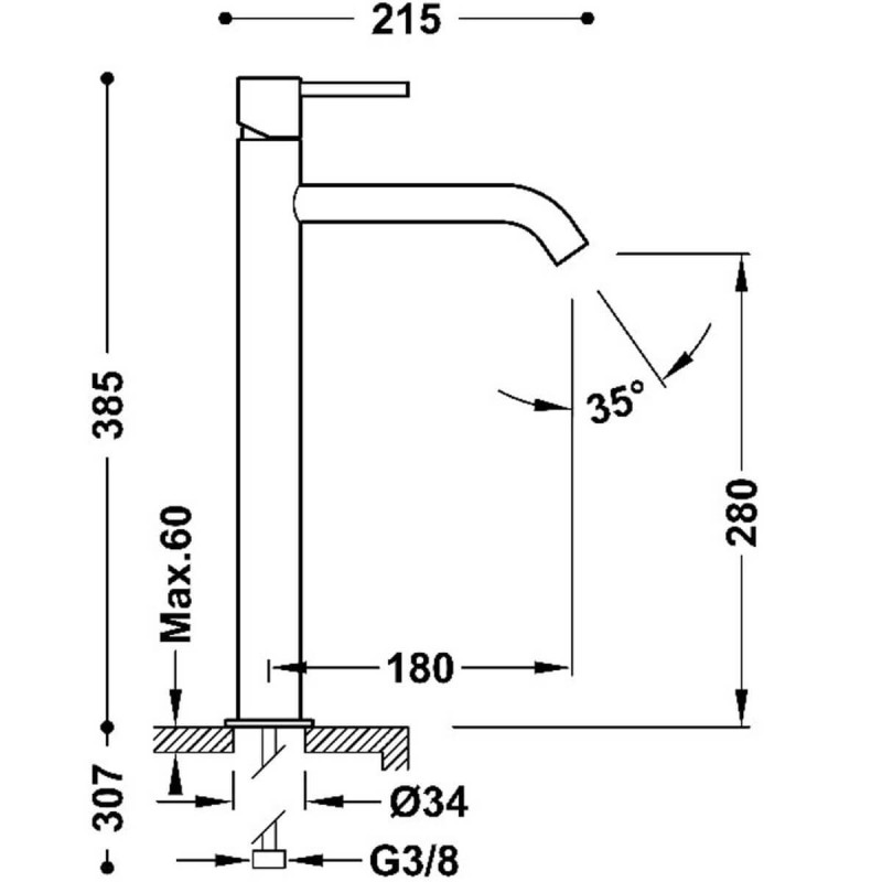 Bateria Umywalkowa XXL Study 26230801AC Tres