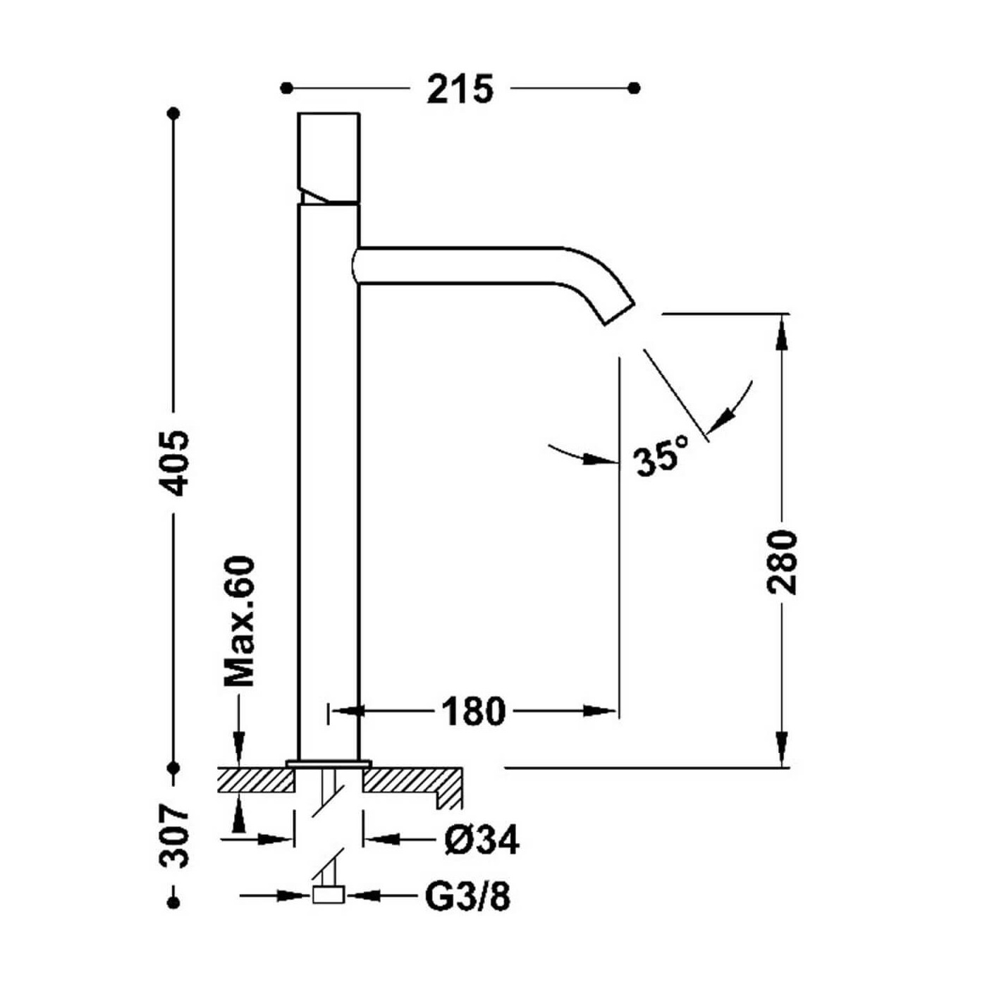 Bateria Umywalkowa XXL Study 26130801 Tres