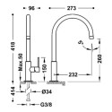 Bateria Umywalkowa XXL Study Biel Matowa 26290401BM Tres