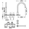 Bateria Umywalkowa Dwuuchwytowa Study 06110501AC Tres