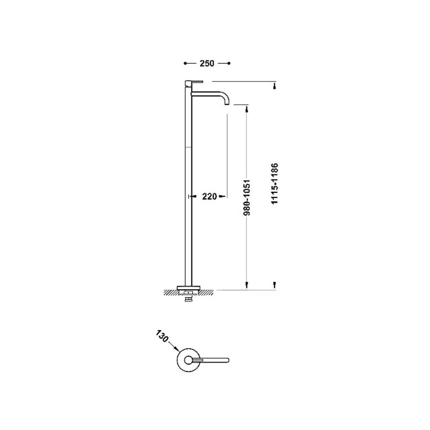 Bateria Umywalkowa Podłogowa Study 26285305AC Tres