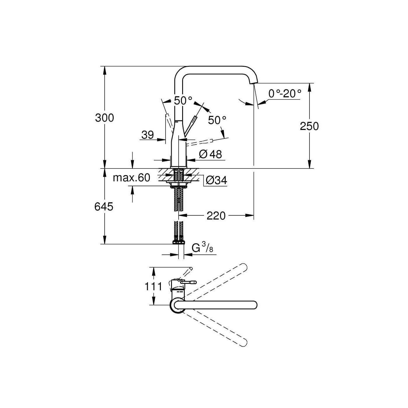 Jednouchwytowa Bateria Zlewozmywakowa Essence Phantom Black 30505KF0 Grohe