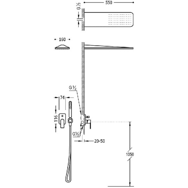 Zestaw Prysznicowy Loft Chrom 20018005 Tres