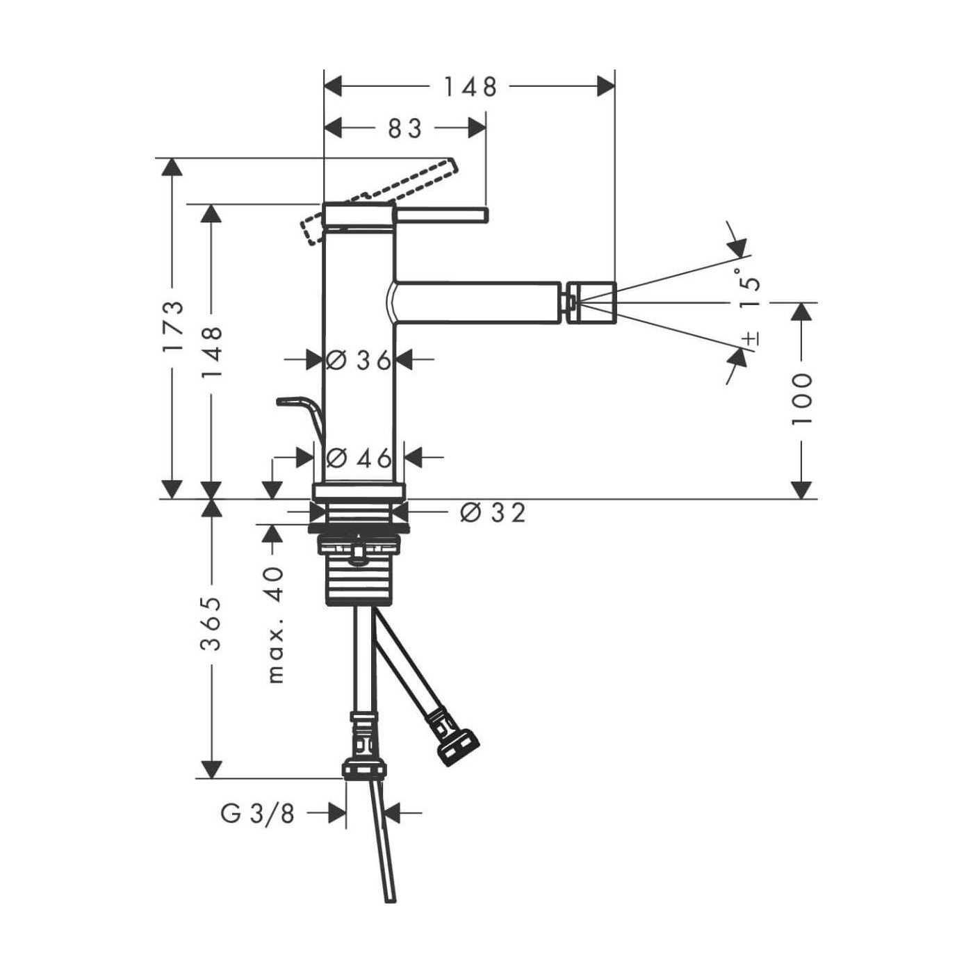Bateria Bidetowa Tecturis S 73201000 Chrom Hansgrohe
