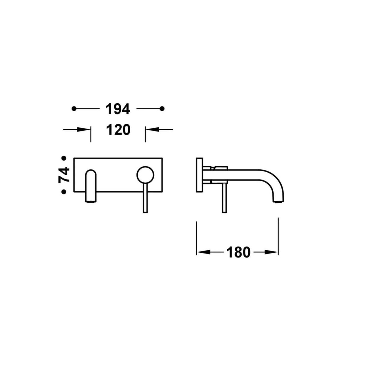 Bateria Umywalkowa Podtynkowa z Wylewką 180 mm Study 26230031AC Tres