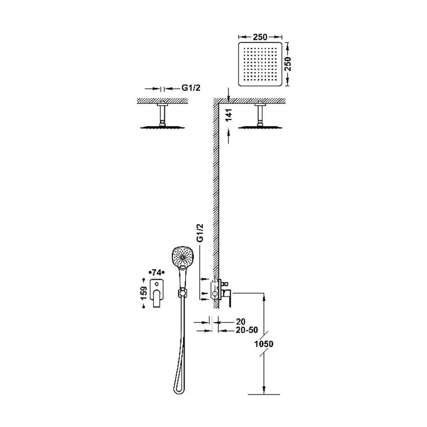 Zestaw Prysznicowy Loft Chrom 20018009 Tres