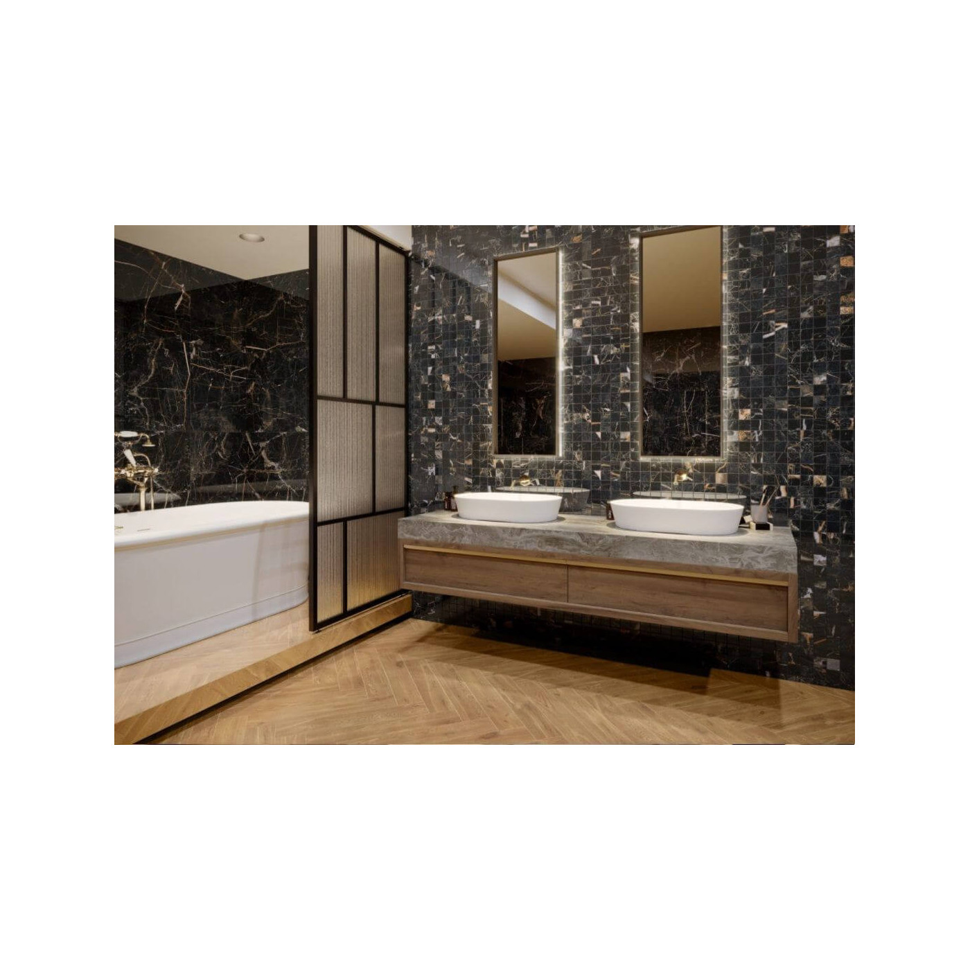 Mozaika Podłogowa Marquina Gold Polished Cerrad