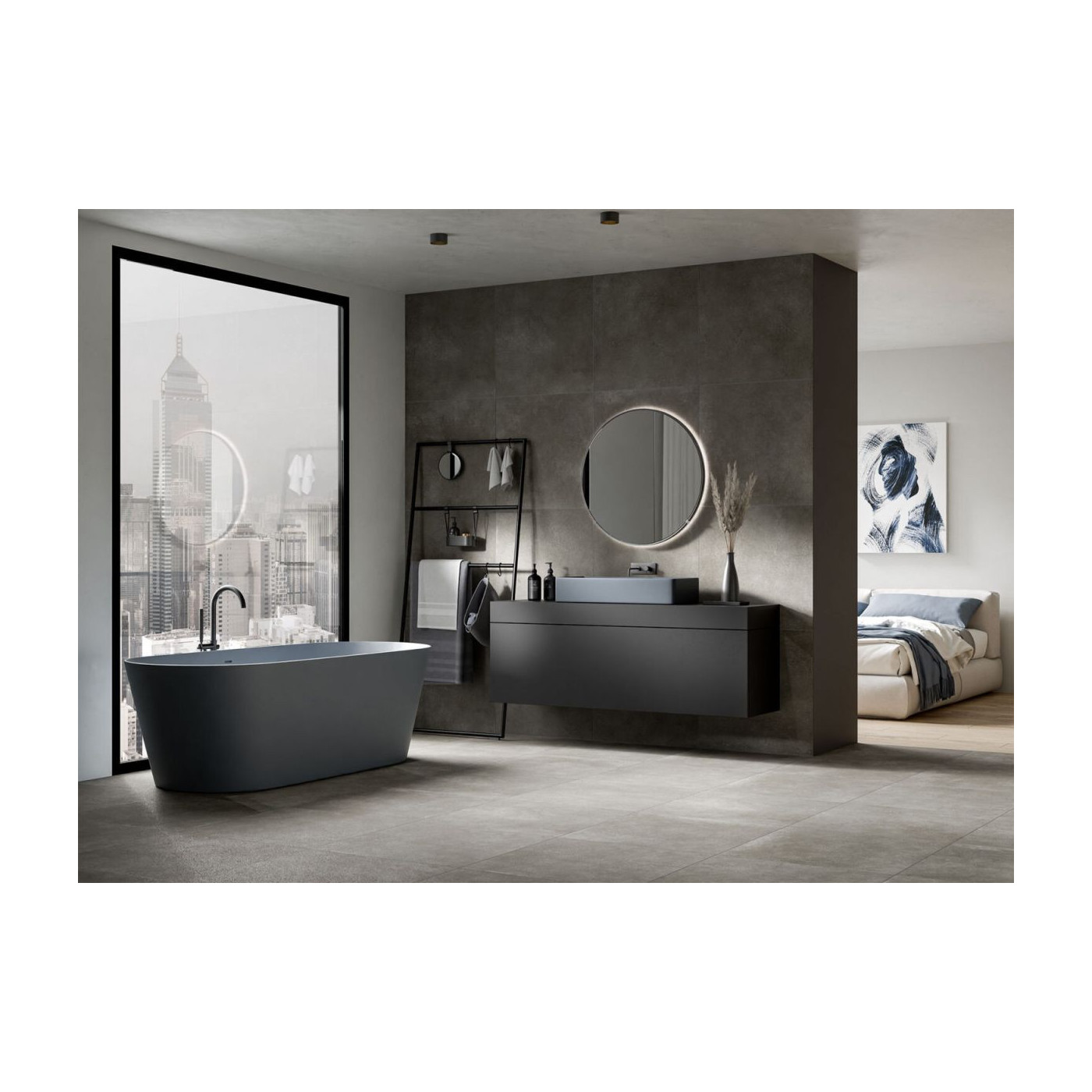 Płytka Podłogowa Modern Concrete Graphite Silky Cristal 59,7x59,7 Cerrad x La Mania Home