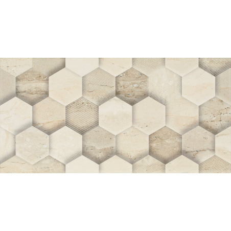Płytka Ścienna Dekor Geometryk Sunlight Stone Beige 30x60 Paradyż